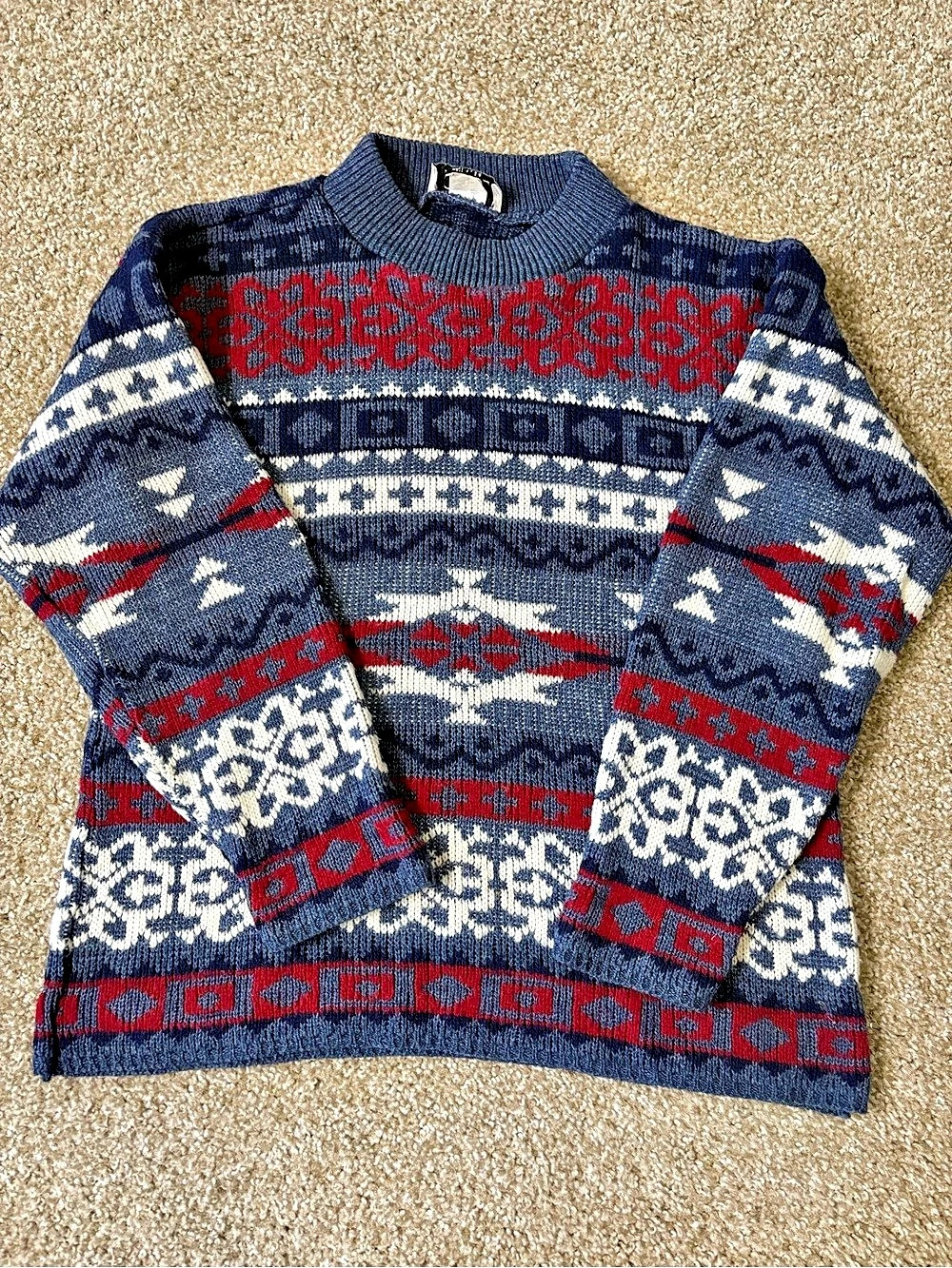 Vintage Rose USA Geometric Grandpa Knit Sweater